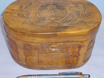 WWI British Trench Art Hardwood Hinged Carved Trinket Box/Tea Caddy. MISC 1009. WWI British Trench Art Hardwood Hinged Carved Trinket Box/Tea Caddy. MISC 1009.  Antique & Militaria
