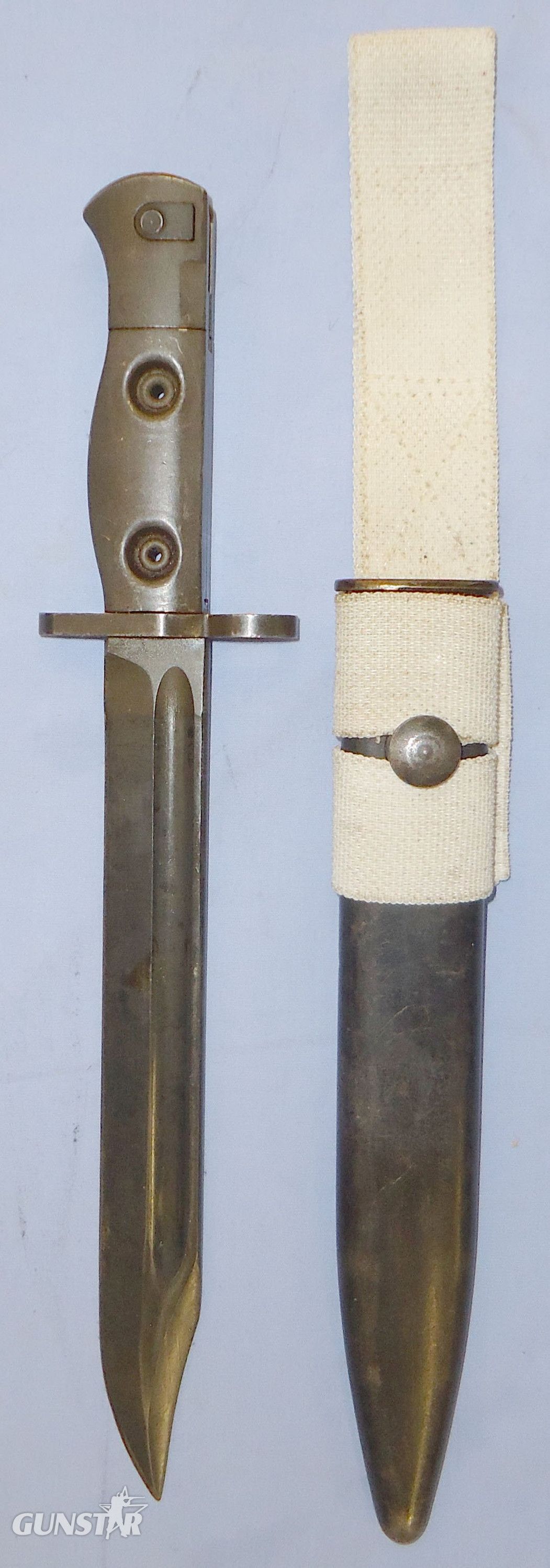 British ‘L1A3’ Bayonet, Scabbard & Frog BAYO 369. Bayonet in 
