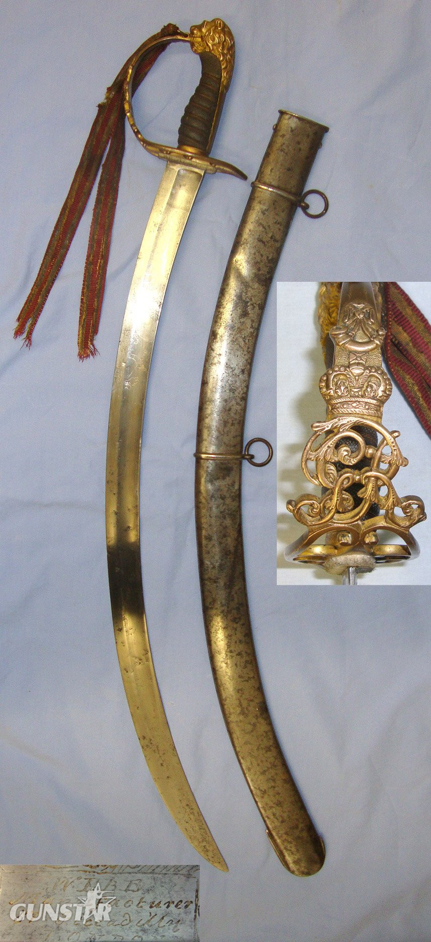 VERY RARE**NAPOLEONIC PENINSULAR WARS ERA**British Webb 57 Piccadilly London 1803 Pattern Light Infantry Flank Officer’s Sword With Blued & Etched Warranted Sabre Blade, Remnant Of Original Officer’s Cord & Scabbard. Sn 22823 Sword in 