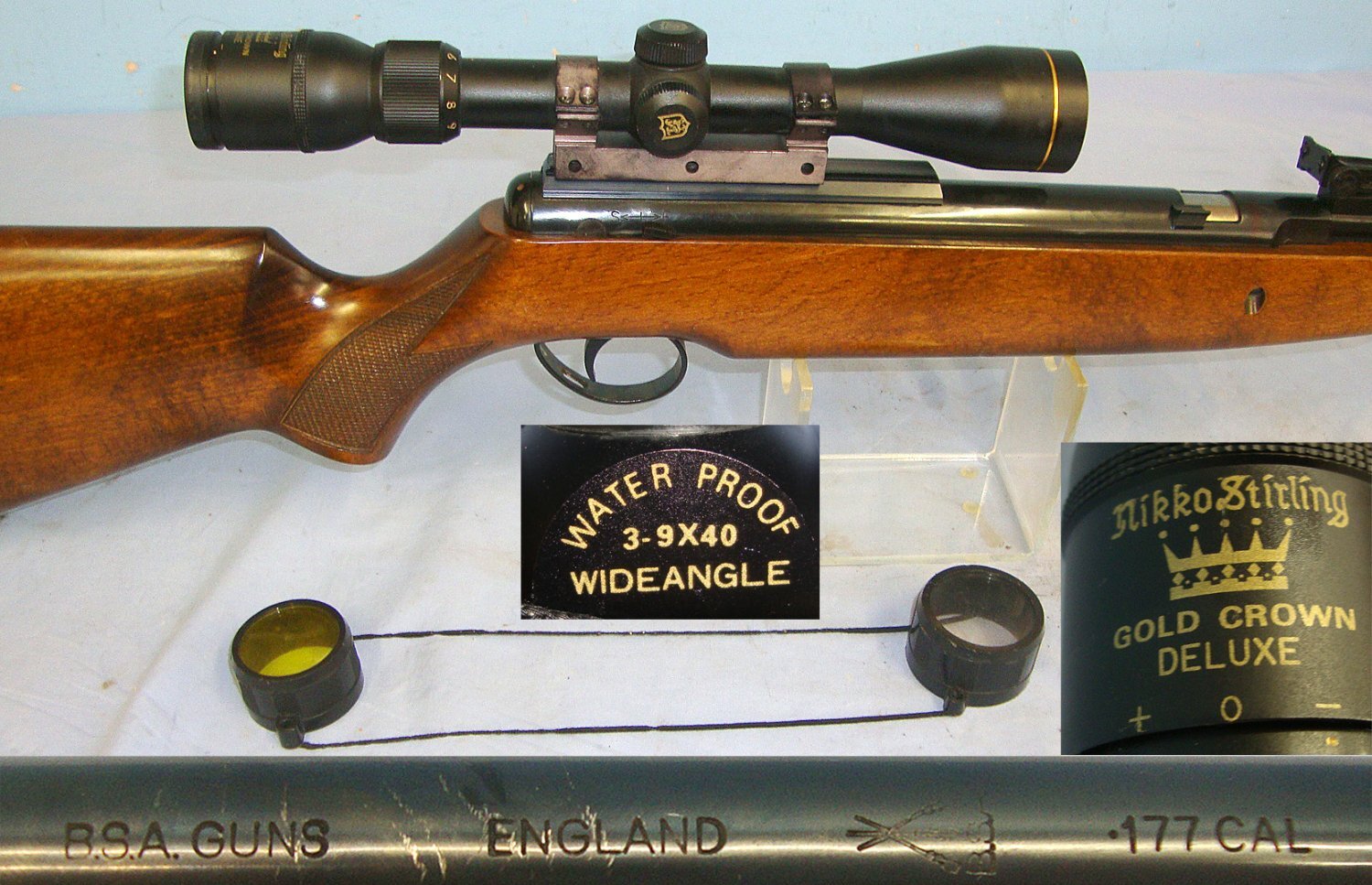 MINT**1990-2004 BSA Superstar Rotary Breech Loading Under Lever .177 Calibre Air Rifle With ‘PH’ Prefix Serial Number & Nikko Stirling 3-9x40 Magnification Wide Angle Waterproof Telescopic Sight With Lens Protector Covers. Sn 23540 air rifle .177
