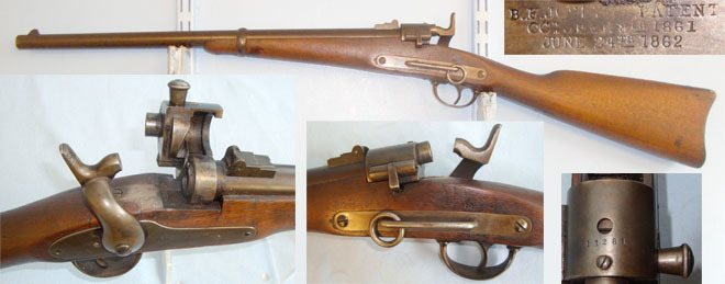 Joslyn Fire Arms Co. Joslyn Model 1864 .54” Obsolete Calibre Single Shot Breech Loading Carbine With  Single Shot .54 Cal Muzzleloader Rifle