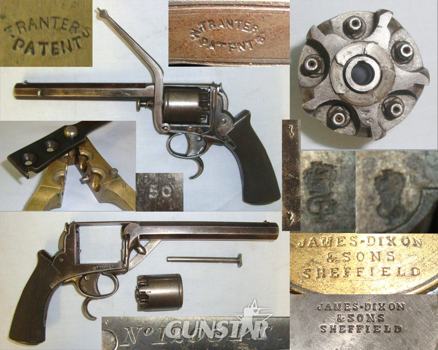 Benjamin Cogswell With Spurless Hammer, Captive Loading Lever, Octagonal Barrel & Accessories. Sn 22360 .50 Cal Muzzleloader Revolver in 