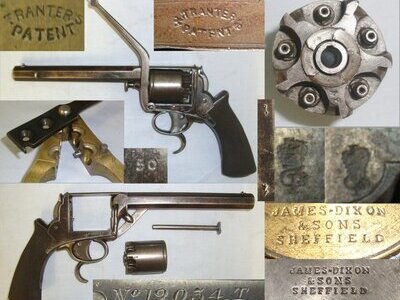 Benjamin Cogswell With Spurless Hammer, Captive Loading Lever, Octagonal Barrel & Accessories. Sn 22360 .50 Cal Muzzleloader Revolver