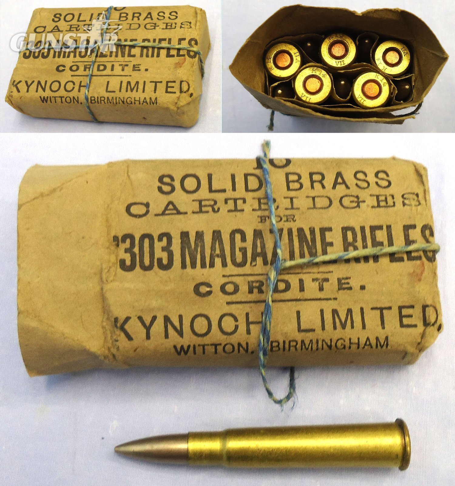 INERT DEACTIVATED. Scarce, British, WW1, 1914 Dated, Kynoch, 10 Round, .303 Mark VII Ball Round Service Pack. - O 2304 INERT DEACTIVATED. Scarce, British, WW1, 1914 Dated, Kynoch, 10 Round, .303 Mark VII Ball Round Service Pack. - O 2304  Other Ammunition in 