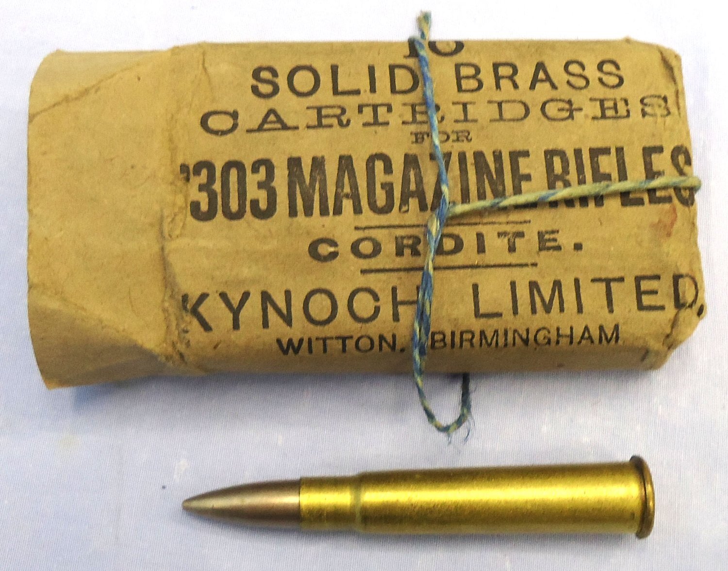 INERT DEACTIVATED. Scarce, British, WW1, 1914 Dated, Kynoch, 10 Round, .303 Mark VII Ball Round Service Pack. - O 2304 INERT DEACTIVATED. Scarce, British, WW1, 1914 Dated, Kynoch, 10 Round, .303 Mark VII Ball Round Service Pack. - O 2304  Other Ammunition - {CATEGORY}