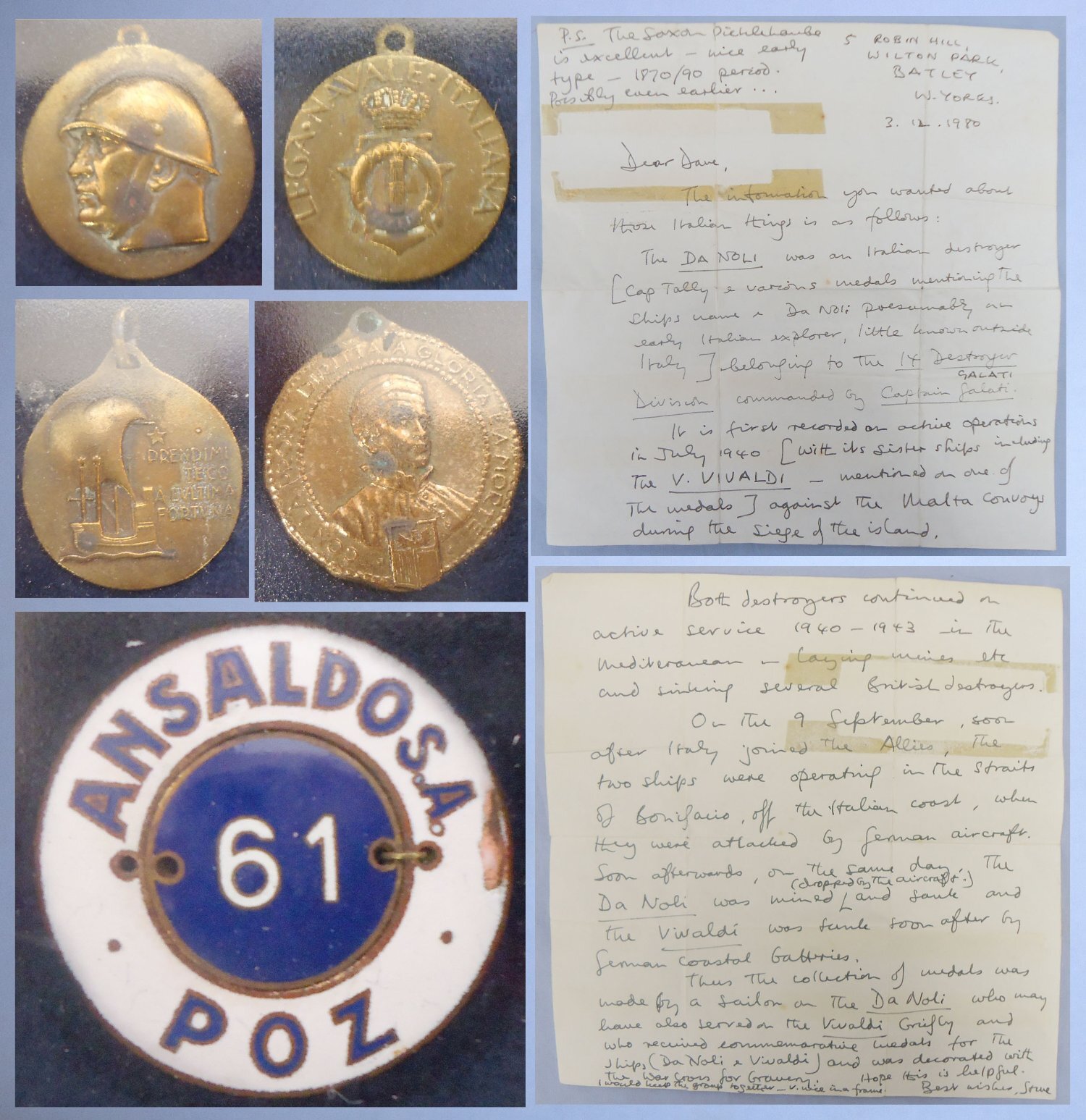 Unique* Framed Italian WWII Medals from the ‘Da Noli’ (Italian Destroyer from WWII). BA 896 Unique* Framed Italian WWII Medals from the ‘Da Noli’ (Italian Destroyer from WWII). BA 896 Antique & Militaria