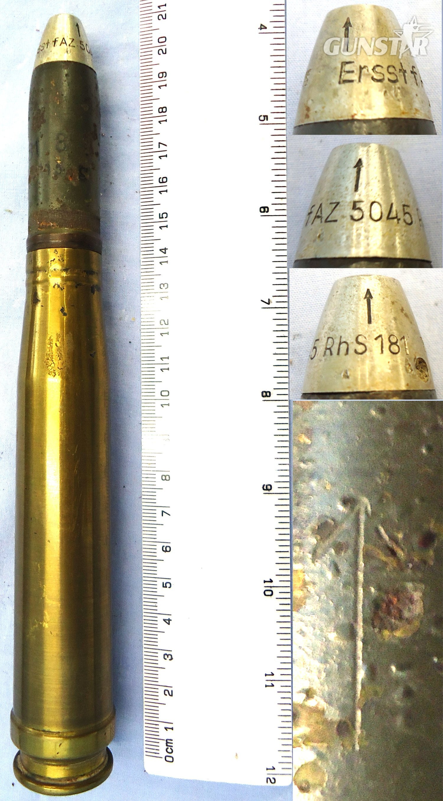 INERT DEACTIVATED. Unfired, WW2 1938 Dated German 20 mm Flak 38 Soluthern (20x138B) HE Practice (High Explosive Practice) Round, O 2405 INERT DEACTIVATED. Unfired, WW2 1938 Dated German 20 mm Flak 38 Soluthern (20x138B) HE Practice (High Explosive Practice) Round, O 2405 Various Other Ammunition in 