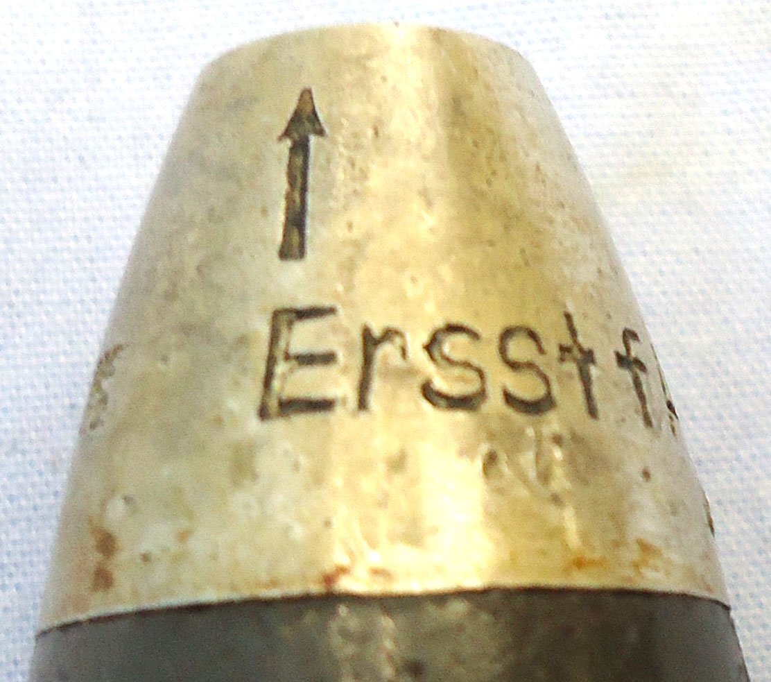 INERT DEACTIVATED. Unfired, WW2 1938 Dated German 20 mm Flak 38 Soluthern (20x138B) HE Practice (High Explosive Practice) Round, O 2405 INERT DEACTIVATED. Unfired, WW2 1938 Dated German 20 mm Flak 38 Soluthern (20x138B) HE Practice (High Explosive Practice) Round, O 2405 Various Other Ammunition - {CATEGORY}