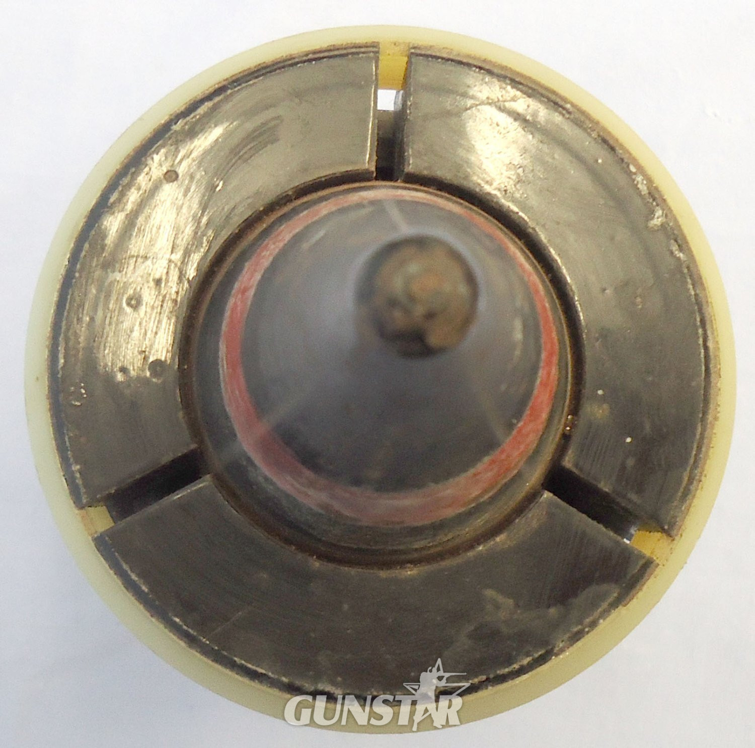 {CATEGORY} - INERT DEACTIVATED. Unfired British 20pr Mark 4 APDS/T (Armour Piercing Discarding Sabot/Trace) Petal Sabot Projectile. - O 2278 INERT DEACTIVATED. Unfired British 20pr Mark 4 APDS/T (Armour Piercing Discarding Sabot/Trace) Petal Sabot Projectile. - O 2278  Other Ammunition