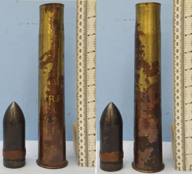  INERT DEACTIVATED. Unfired German WW2 3.7cm PAK 36 (37x250R) APHE (Armour Piercing High Explosive/ Trace) Round With A Brass Washed Steel Cartridge Case. - O 1679 INERT DEACTIVATED. Unfired German WW2 3.7cm PAK 36 (37x250R) APHE (Armour Piercing High Explosive/ Trace) Round With A Brass Washed Steel Cartridge Case. - O 1679  Other Ammunition