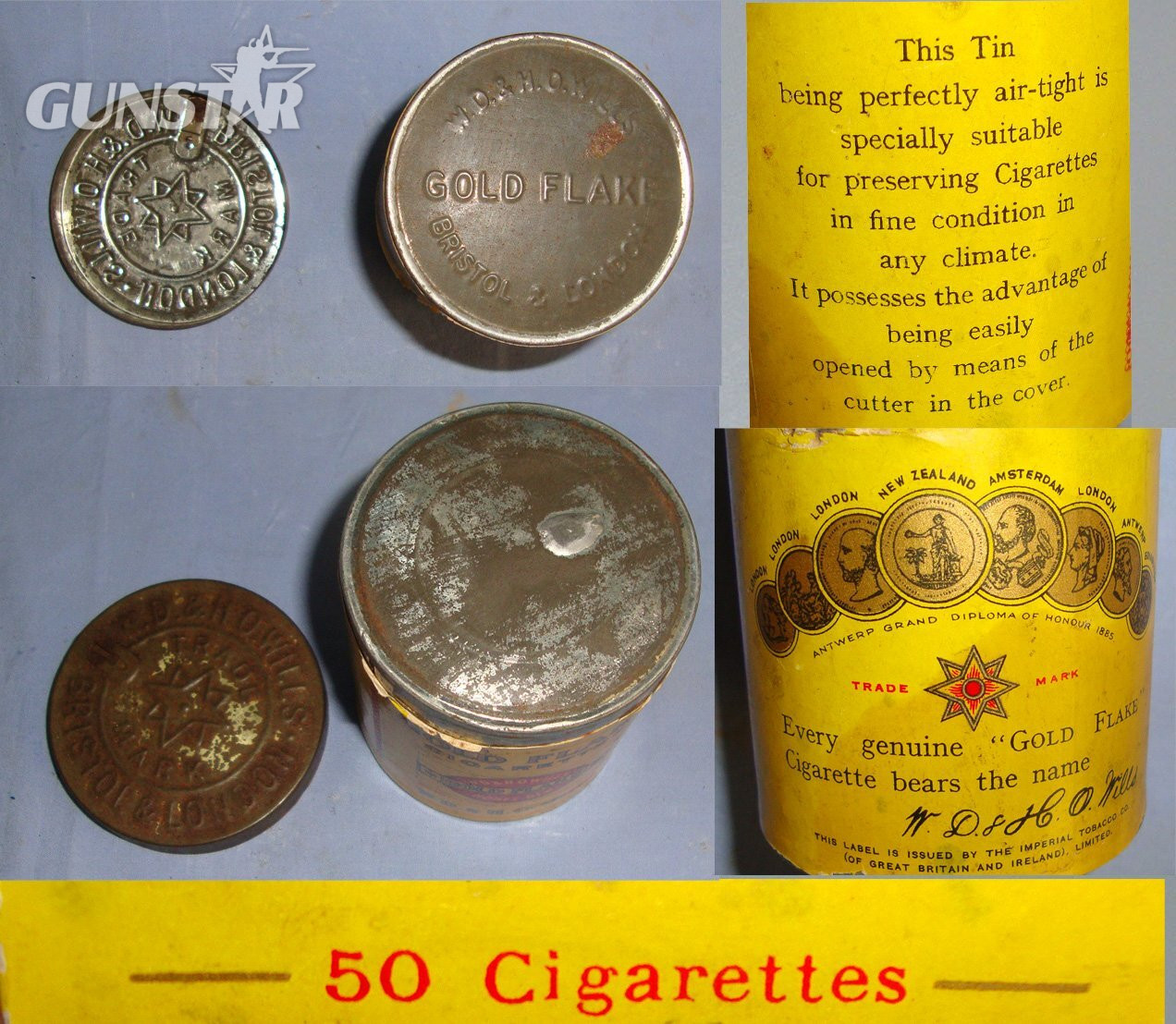 UN-OPENED** Original Inter War C1920’s Sealed Tin Of 50 W.D.& H.O. Wills Bristol & London Gold Flake Honey Dew Tobacco Cigarettes. MISC 835  Antique & Militaria