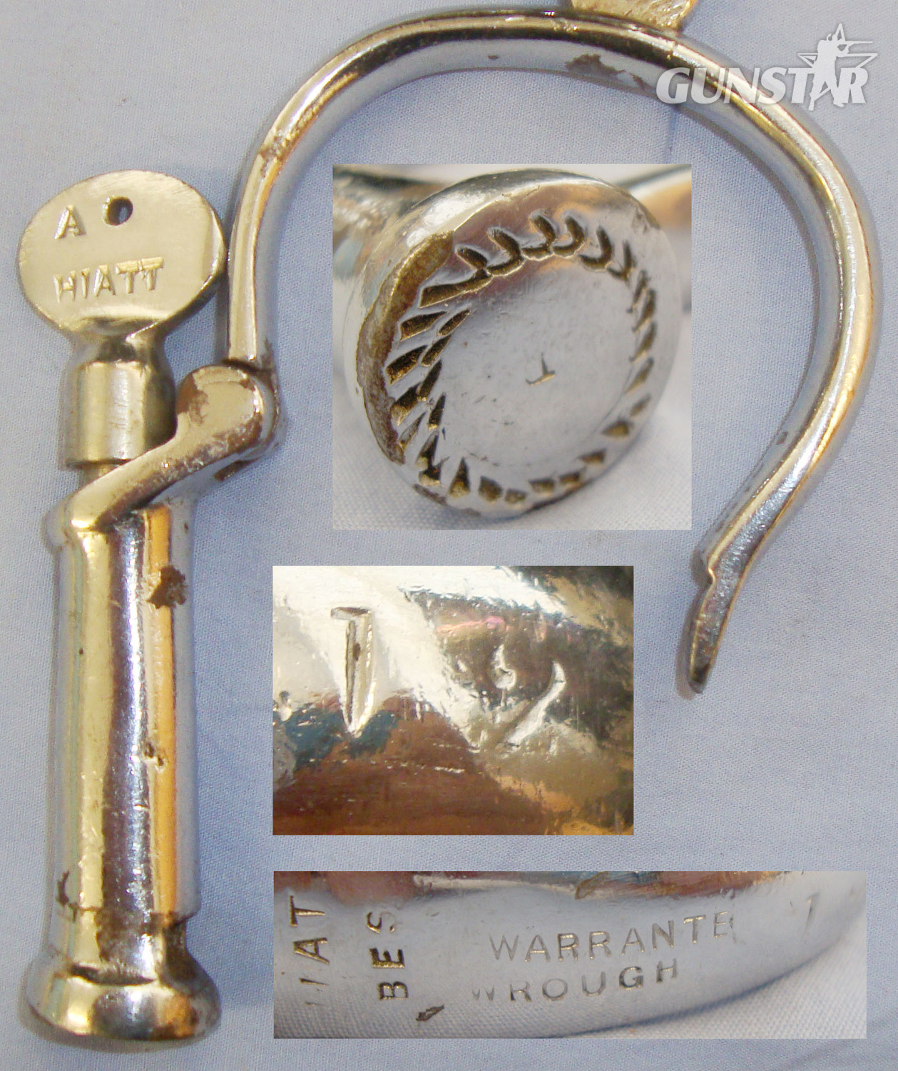 C1900 Pair of Original ‘Hiatt Darby 12’ Handcuffs with Key. PO 110. C1900 Pair of Original ‘Hiatt Darby 12’ Handcuffs with Key. PO 110. Antique & Militaria
