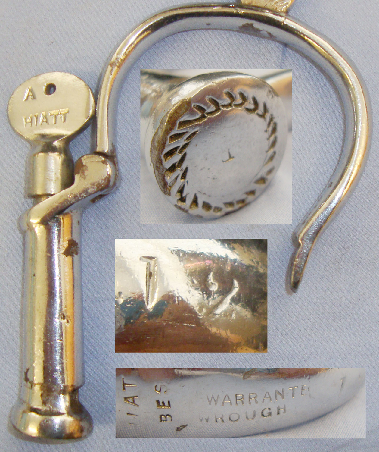 C1900 Pair of Original ‘Hiatt Darby 12’ Handcuffs with Key. PO 110. C1900 Pair of Original ‘Hiatt Darby 12’ Handcuffs with Key. PO 110. Antique & Militaria