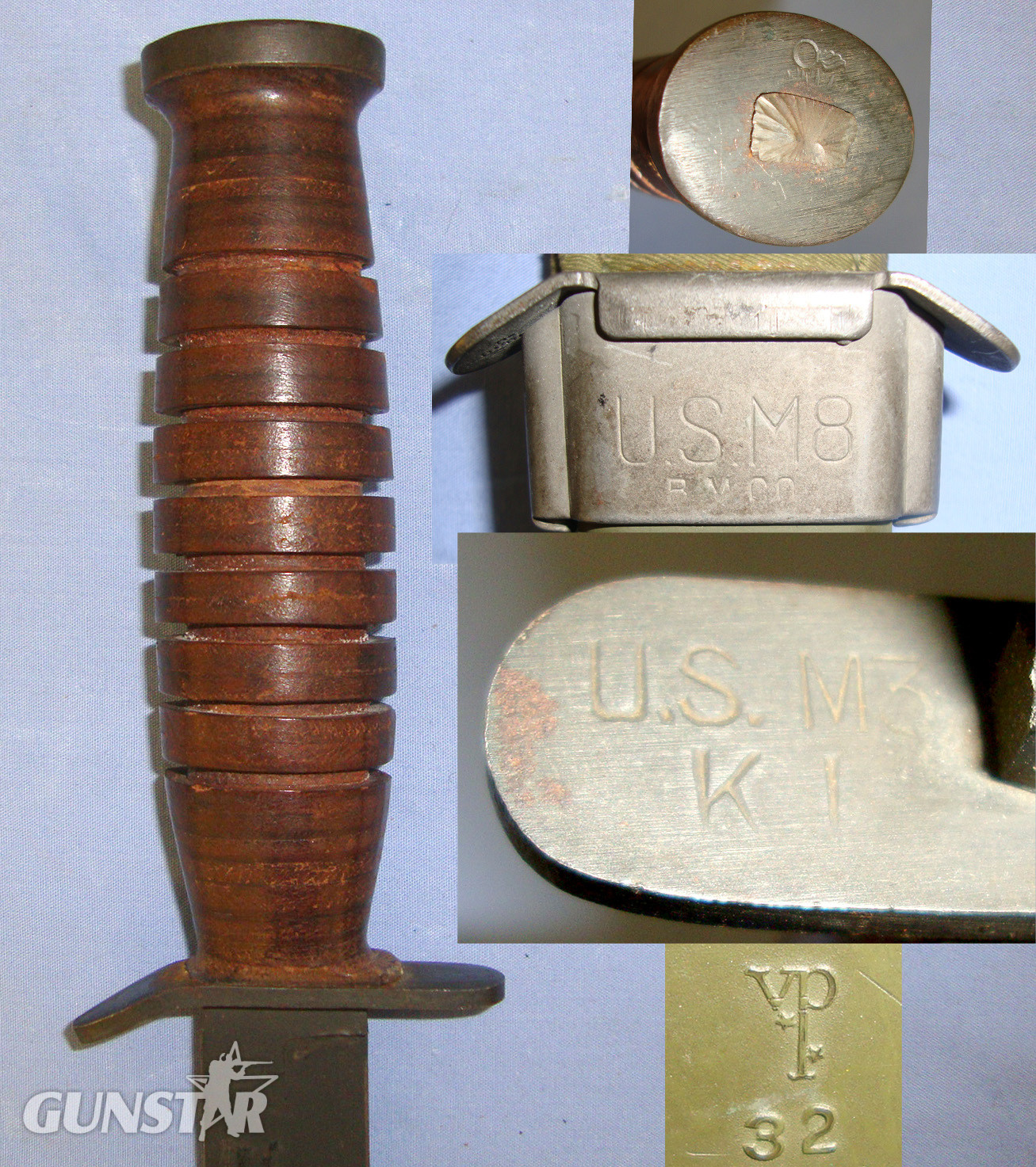 UN-ISSUED CONDITION**WW2 ‘KI’ (Kinfolks) M3 Fighting Knife & M8 Scabbard With Integral Frog By BM Co (Beckwith Manufacturing Company) & ‘VP’ (Victory Plastics) & Coiled Leather Thigh Cord. ED 889 Dagger