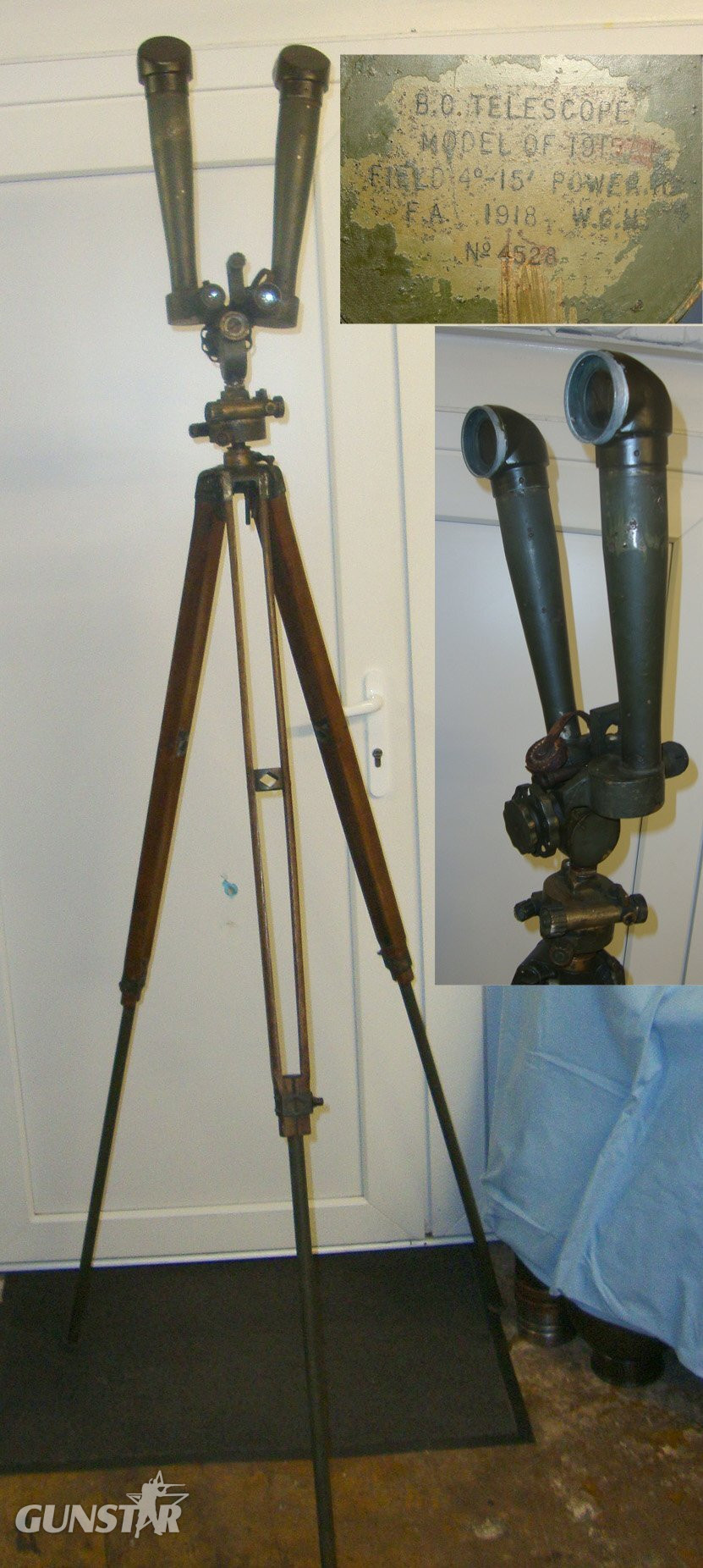 WW1 1918 Dated British Brass ‘Donkey Ears’ B.O. Forward Observation / Trench Telescope Of 1915 With Original Extendable Tripod. Sn 14458  Sight & Optic in 