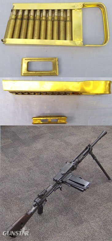 Breda DEACTIVATED INERT. Italian, WW2, 1939 Dated, Breda Model 30 Machine Gun, Brass Loading Clip of 20 x 7.35 (7.35 x 51) rounds. - O 2137  Other Ammunition in 