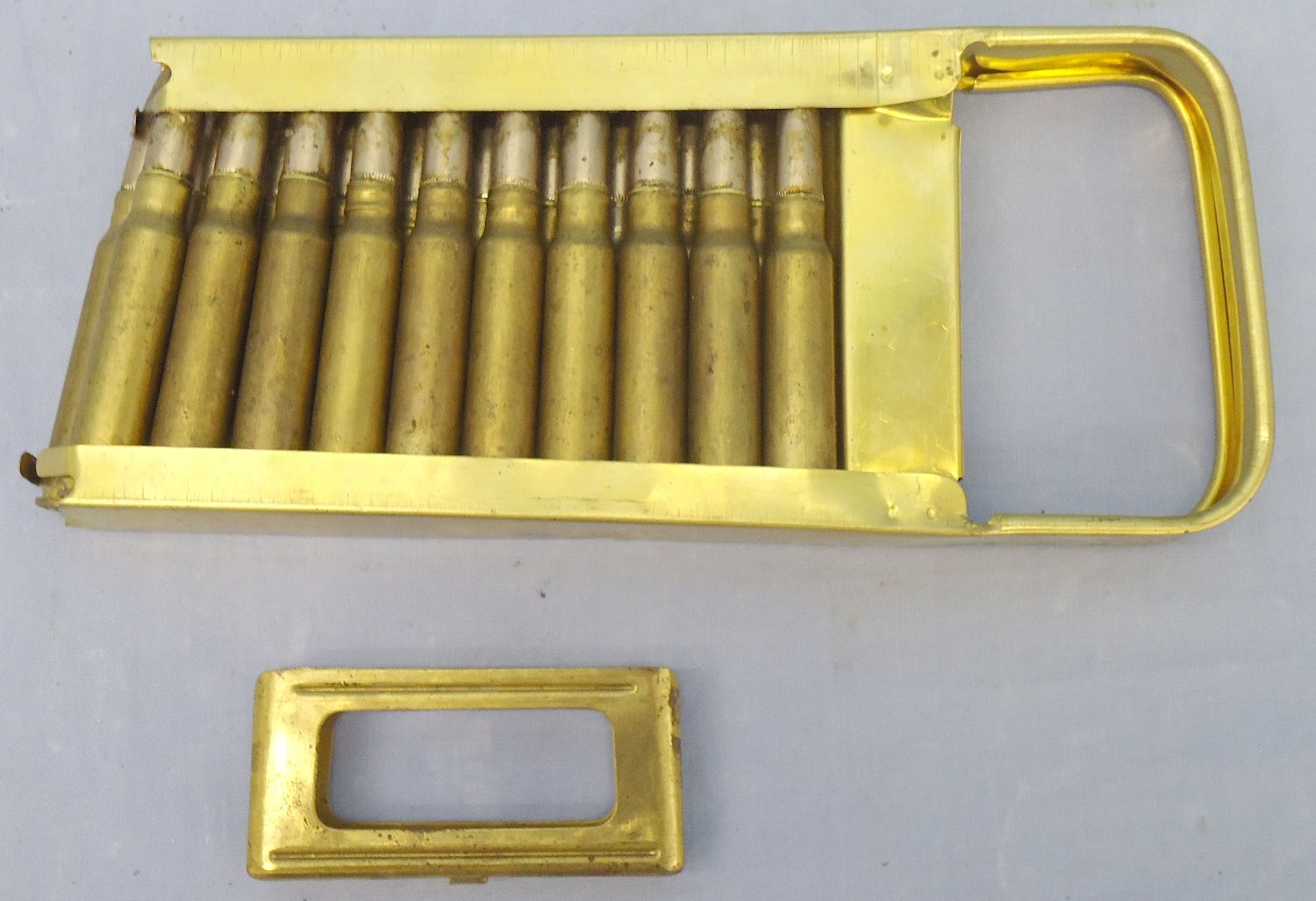 Breda DEACTIVATED INERT. Italian, WW2, 1939 Dated, Breda Model 30 Machine Gun, Brass Loading Clip of 20 x 7.35 (7.35 x 51) rounds. - O 2137  Other Ammunition - {CATEGORY} in 