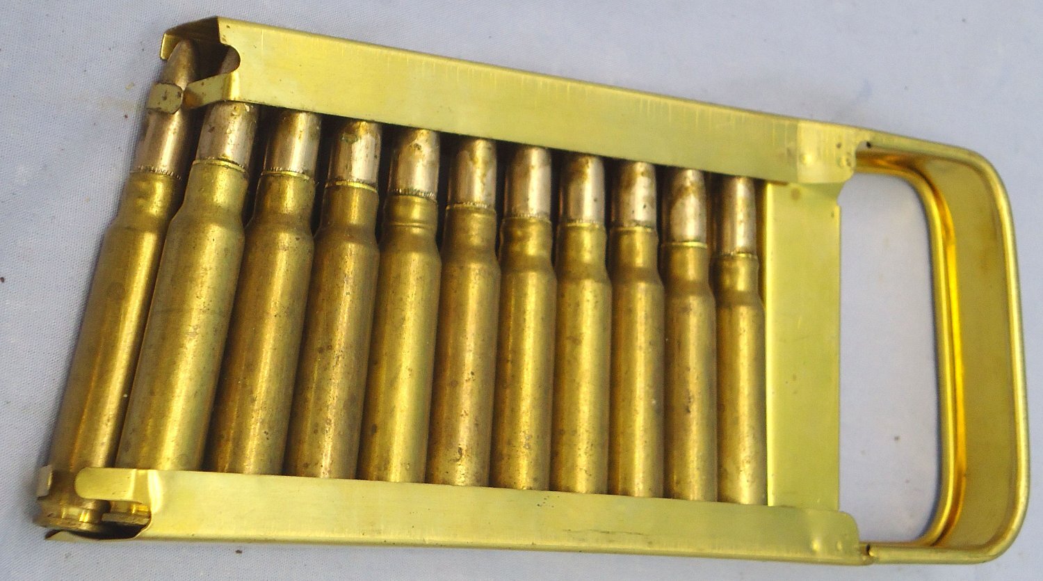Breda DEACTIVATED INERT. Italian, WW2, 1939 Dated, Breda Model 30 Machine Gun, Brass Loading Clip of 20 x 7.35 (7.35 x 51) rounds. - O 2137  Other Ammunition 