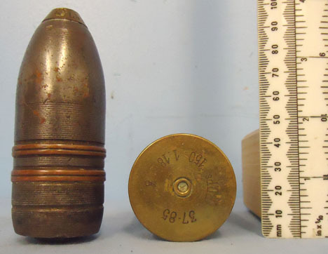 DEACTIVATED INERT. French WW1 1918 Dated French Naval 37mm (37 x 94R) Pom Pom No DEACTIVATED INERT. French WW1 1918 Dated French Naval 37mm (37 x 94R) Pom Pom No