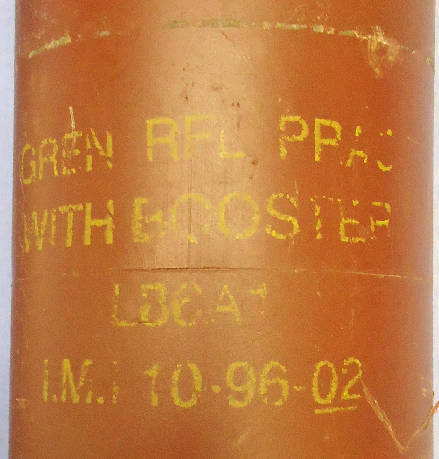 {CATEGORY} - INERT DEACTIVATED. British, Mint, Unfired, 40mm Practice L87A1 Rifle Genade & Transit Tube. - O 2046 INERT DEACTIVATED. British, Mint, Unfired, 40mm Practice L87A1 Rifle Genade & Transit Tube. - O 2046  Other Ammunition