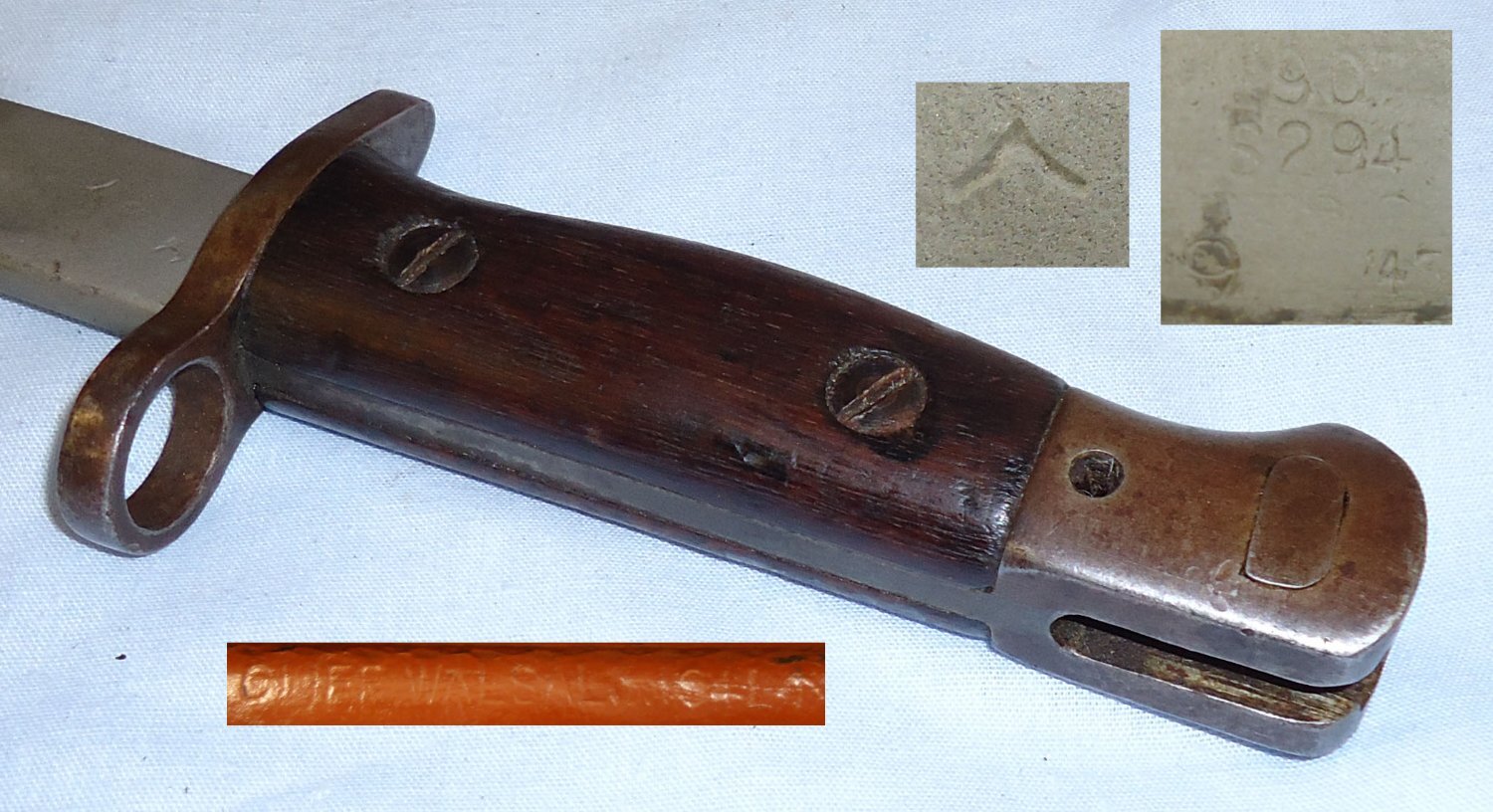 Scarce* WWII British ‘1907’ Pattern ‘Lanchester’ bayonet, scabbard and Frog. BAYO 747. Bayonet