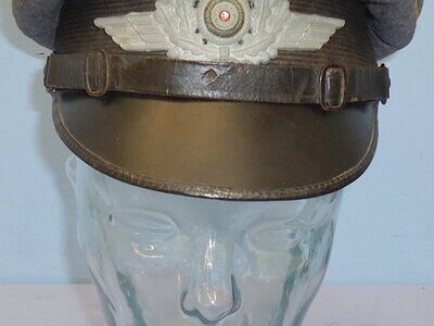 RARE** WW2 Era Nazi German Luftwaffe NCO’s & other Ranks Fliegerblau (Flier’s Blue) Visor Cap Marked to a Luftwaffe Flying School Squadron with White Metal Luftwaffe Eagle & National Cockade Badges. Sn 16435. RARE** WW2 Era Nazi German Luftwaffe NCO’s & other Ranks Fliegerblau (Flier’s Blue) Visor Cap Marked to a Luftwaffe Flying School Squadron with White Metal Luftwaffe Eagle & National Cockade Badges. Sn 16435. Antique & Militaria