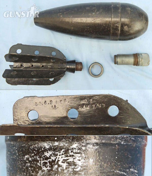 INERT DEACTIVATED. British, WW2, Unfired, 1943 Dated, 4.2 Inch High Explosive Mortar. Sn - O 2220 INERT DEACTIVATED. British, WW2, Unfired, 1943 Dated, 4.2 Inch High Explosive Mortar. Sn - O 2220  Other Ammunition