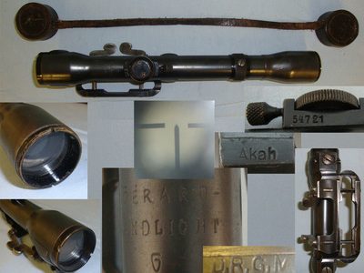 Inter War / WW2 era German Gerard Landlicht 4x Magnification Sniper Telescopic Sight For Mauser G98 & K98 Rifles With Leathe Sight & Optic