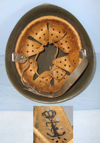  Italian Pattern 1933 Naval / Marine Steel Combat Helmet With 'Fouled Anchor' Pai Italian Pattern 1933 Naval / Marine Steel Combat Helmet With 'Fouled Anchor' Pai Clothing