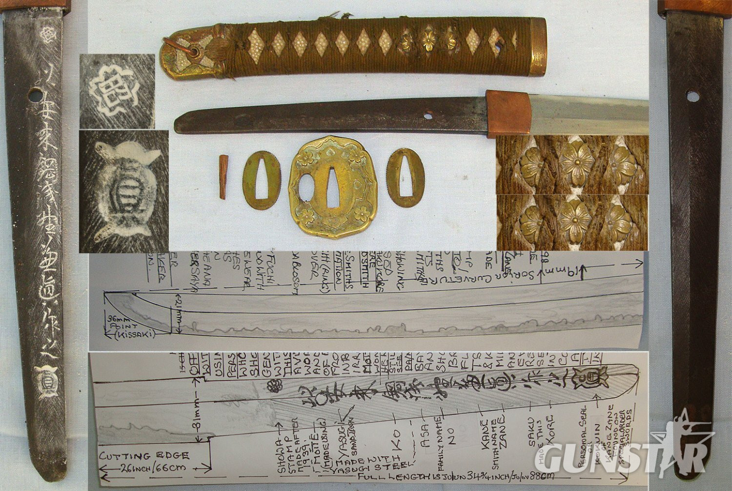 RARE**QUALITY SWORDSMITH**SPECIAL ORDER BLADE**WW2 Japanese Officer’s Type 98 Sword Smith Signed ‘Motte Yasugi Asano Kane Zane Saku Kore’ With Smith’s Hot Stamp Seal, Scabbard & Expert Assessment. Sn 23264 Sword