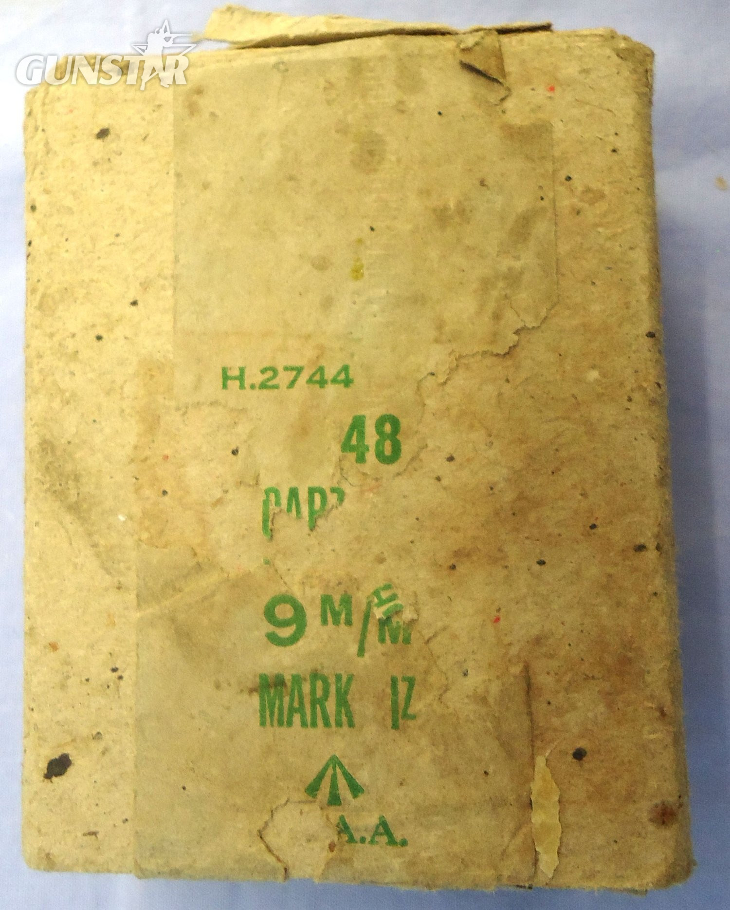 INERT DEACTIVATED. British, 1943 Dated, Original WW2 Service Pack of 48 Inert Unfired 9mm IZ Rounds (38 Rounds in the box) for Sten Guns and High Power Pistols.  INERT DEACTIVATED. British, 1943 Dated, Original WW2 Service Pack of 48 Inert Unfired 9mm IZ Rounds (38 Rounds in the box) for Sten Guns and High Power Pistols.   Other Ammunition 
