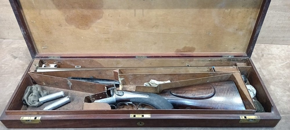 {CATEGORY} - James Woodward & Sons Pinfire Sporting Rifle Double Rifle 12 Bore/gauge Rifle