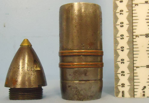  DEACTIVATED INERT. French WW11918 Dated French 37mm (37 x 94R) Pom Pom Nose Fuse DEACTIVATED INERT. French WW11918 Dated French 37mm (37 x 94R) Pom Pom Nose Fuse