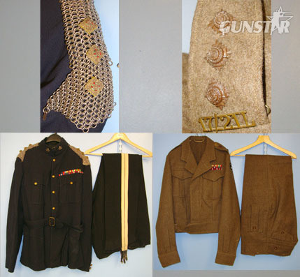 Collection Of WW2 & Early Post War British 17th / 21st Lancers Blue Dress Unifor 17th / 21st Lancers Blue Dress Uniform & Battledress Uniform with Captain’s Rank Clothing