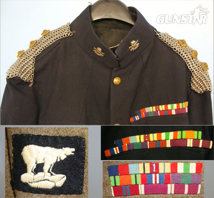  Collection Of WW2 & Early Post War British 17th / 21st Lancers Blue Dress Unifor 17th / 21st Lancers Blue Dress Uniform & Battledress Uniform with Captain’s Rank Clothing