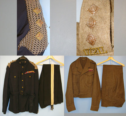 Collection Of WW2 & Early Post War British 17th / 21st Lancers Blue Dress Unifor 17th / 21st Lancers Blue Dress Uniform & Battledress Uniform with Captain’s Rank Clothing