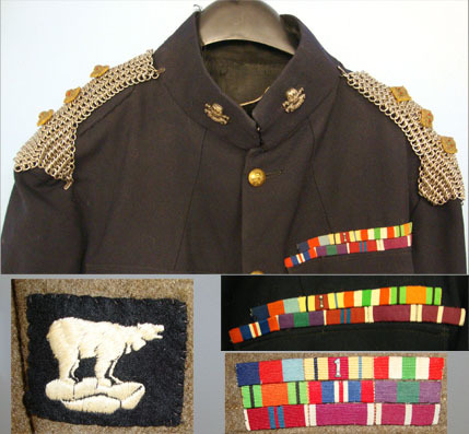  Collection Of WW2 & Early Post War British 17th / 21st Lancers Blue Dress Unifor 17th / 21st Lancers Blue Dress Uniform & Battledress Uniform with Captain’s Rank Clothing