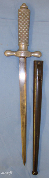 WW1 French Francais Armes & Cycles St Etienne Factory Made Aluminium Hilt Trench Fighting Knife With M1871 Gras Bayonet Blade & Original Steel Scabbard Dagger in 
