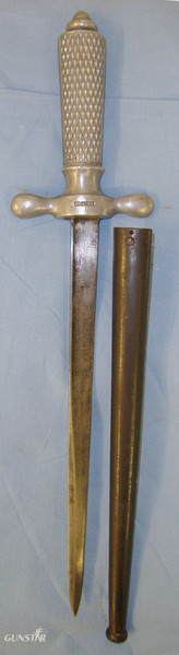  WW1 French Francais Armes & Cycles St Etienne Factory Made Aluminium Hilt Trench Fighting Knife With M1871 Gras Bayonet Blade & Original Steel Scabbard Dagger