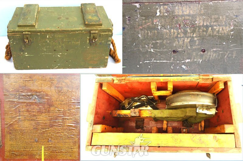  Scarce** British, WW2, 100 Round Drum Magazine for the Bren Gun, Transit case & Loading Tools. Sn 23565 Scarce** British, WW2, 100 Round Drum Magazine for the Bren Gun, Transit case & Loading Tools. Sn 23565 None  Machine Gun