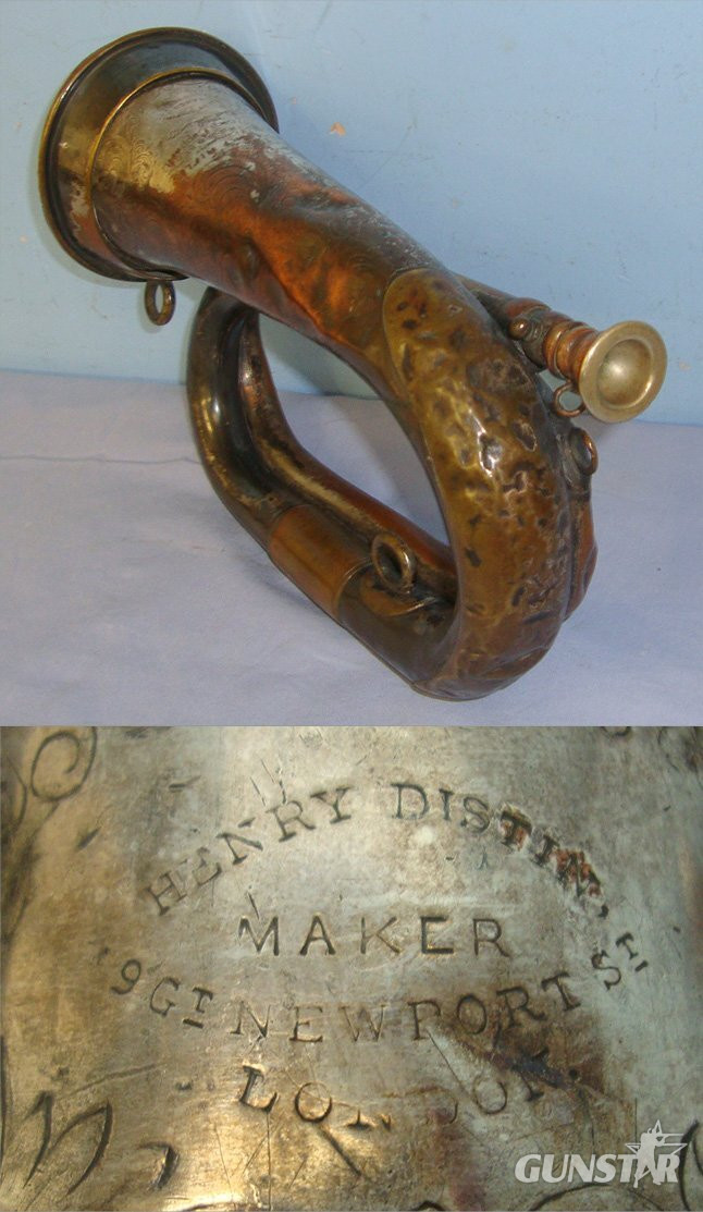 UNIQUE**Victorian 1860 Dated British 17th Company Stockport Rifle Volunteers (Stockport Rifles) Nickel Plated Brass Regiment Bugle By Distin London Inscribed ‘Presented By Mrs Henry Coppock 1860’ (The Wife Of Its first commanding Officer Capt Coppock)  Antique & Militaria in 