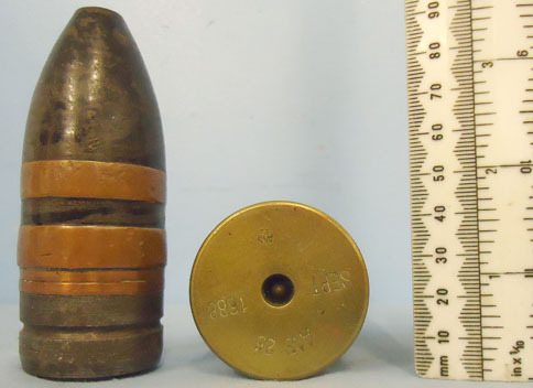 DEACTIVATED INERT. German Early 1888 Dated 37mm (37 x 94R) Pom Pom Base Fused HE DEACTIVATED INERT. German Early 1888 Dated 37mm (37 x 94R) Pom Pom Base Fused HE
