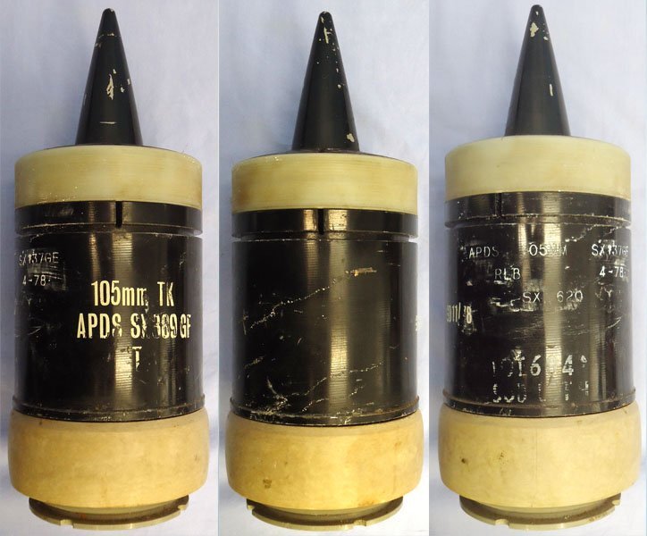 INERT DEACTIVATED. British, 1978 Dated, Unfired 105mm (105x617R) APDS/T (Armour Piercing, Discarding Sabot/Trace) Projectile. - O 2279 INERT DEACTIVATED. British, 1978 Dated, Unfired 105mm (105x617R) APDS/T (Armour Piercing, Discarding Sabot/Trace) Projectile. - O 2279  Other Ammunition