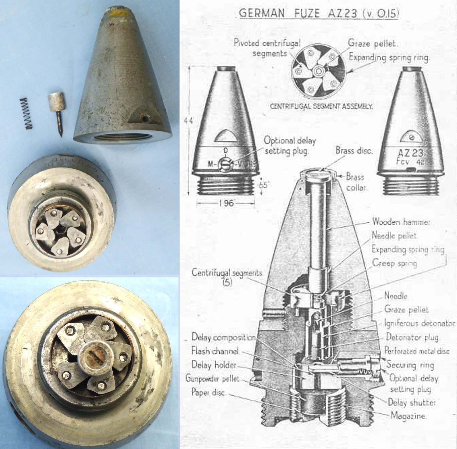 INERT DEACTIVATED. Scarce, Unfired, Strippable, Alloy, German WW2, 1940 Dated AZ 23Zn Impact Fuze for German High Explosive Projectiles. - O 2307 INERT DEACTIVATED. Scarce, Unfired, Strippable, Alloy, German WW2, 1940 Dated AZ 23Zn Impact Fuze for German High Explosive Projectiles. - O 2307 Various Other Ammunition