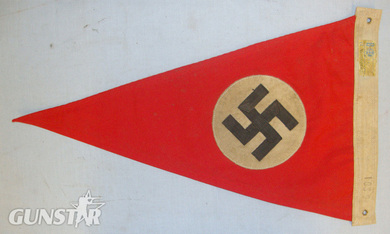 Early WW2 1939 Nazi German NSDAP (National Socialist German Workers Party) Double Sided Red Cotton Pennant With Swastikas & Original RZM Label. Antique & Militaria in 