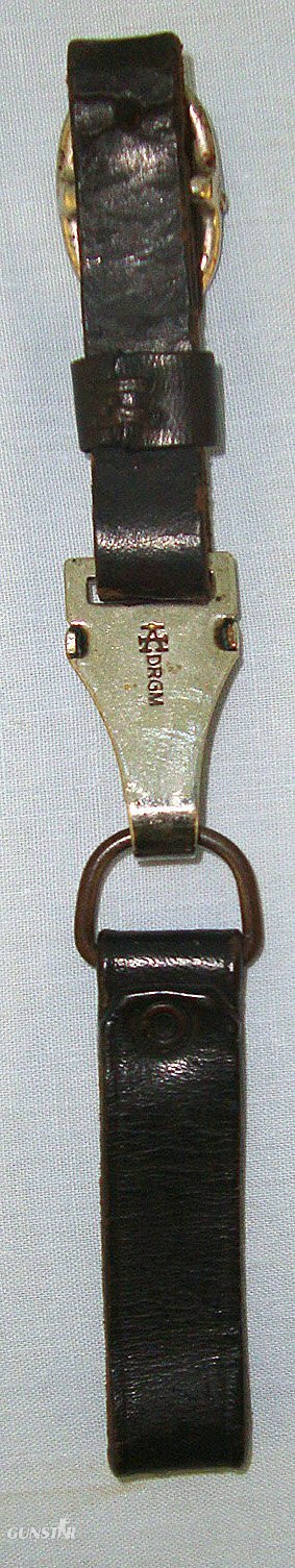  ORIGINAL**EARLY**RARE**WW2 Era Nazi German 1933 Pattern SS Man’s & NSKK Daggers ‘Double’ 2 Piece Black Leather Belt Hanger With Nickel Plated Buckle & DRGM Marked Sprung Clip By ‘A’ (F. W. Assmann & Söhne of Lüdenscheid). Sn 23247:1 Dagger