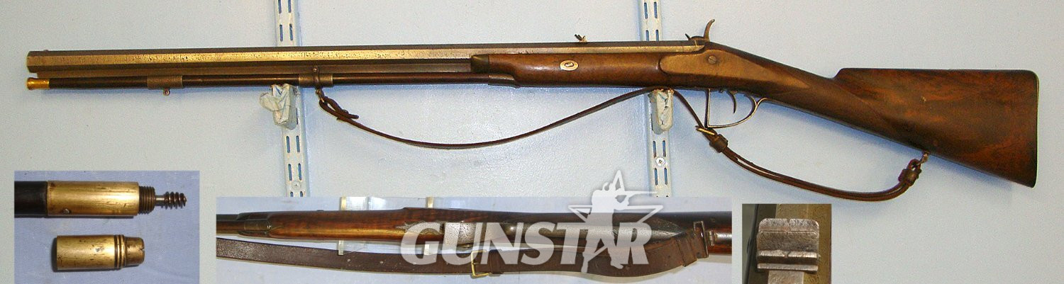  Victorian English Jackson Nottingham 18 Bore, Belted Ball, Percussion Deer Hunting / Sporting Rifle  With Octagonal Barrel, Removable Brass Muzzle Stopper & Period Leather Sling. Sn 15815 Muzzleloader 16 Bore/gauge Rifle