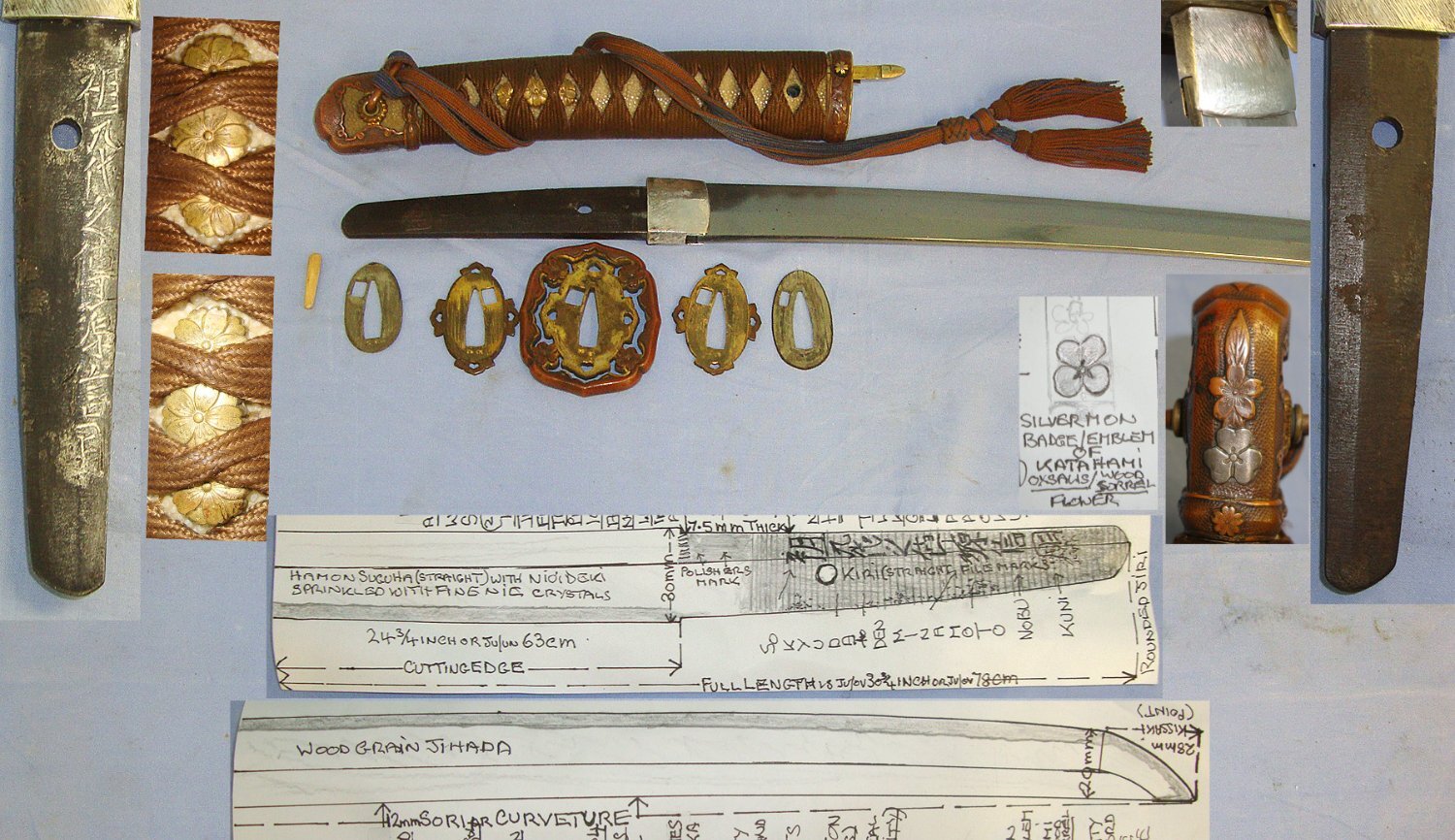 ANCIENT C1700 BLADE**WW2 Smith Signed Tang ‘So (Kyudai Den Judai Me) ‘2 Ways To Read) Minamoto Nobu Kuni Kyudai Me’ Japanese Army Officer’s Type 98 Gunto With Samurai Silver Family Mon Badge, Rank Tassel, Scabbard Bag / Cover & Expert Assessment S Sword