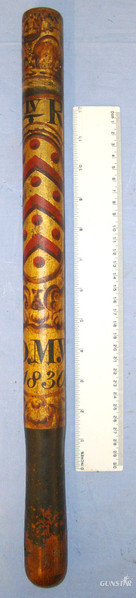 1830 Dated British William IV Ash Tipstaff Truncheon With Hand Painted Decoration Including ‘WIVR’ (William IV Rex) & DMW  Antique & Militaria in 