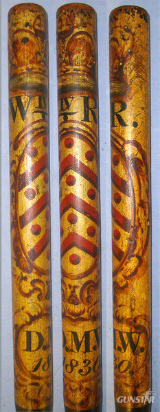 1830 Dated British William IV Ash Tipstaff Truncheon With Hand Painted Decoration Including ‘WIVR’ (William IV Rex) & DMW  Antique & Militaria